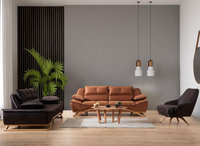 Sofagarnitur Stoffsofa Polstersofa Dreisitzer Sessel Braun Sofa 3tlg